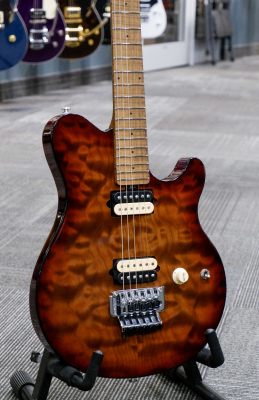 Store Special Product - Ernie Ball Music Man - Axis Electric Guitar with Case - Roasted Amber Quilt